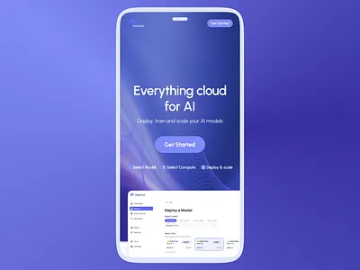 Cloud UI Mobile Design branding cloudgpu cloudui gpuaas landingpage logo mobiledesign platformdesign ui uicloud website websitedesign websiteui