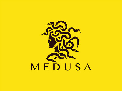 Medusa Logo advertising curly waves female medusa finance girl face hair salon investment marketing medusa nails skincare snake wellness woman