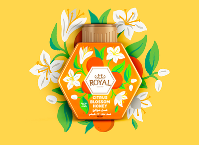 Royal Honey Packaging Art branding digital painting floral graphic design illustration organic packaging