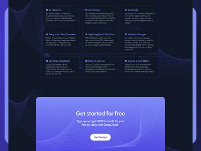 Cloud UI Dark Mode branding cloudgpu cloudui darkmode deepcloud landing page logo ui