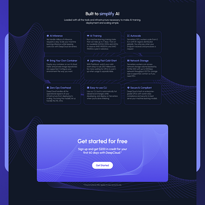 Cloud UI Dark Mode branding cloudgpu cloudui darkmode deepcloud landing page logo ui