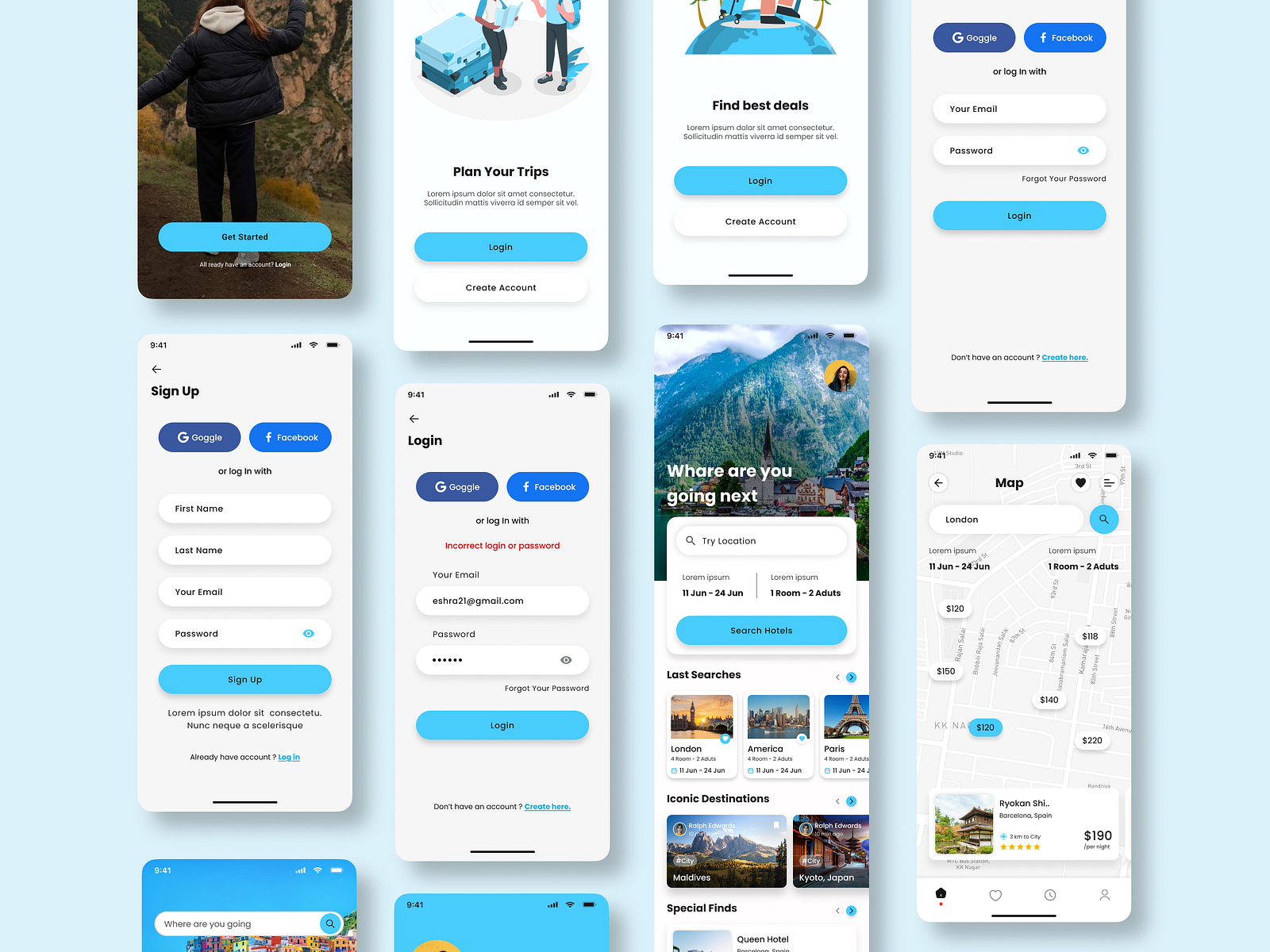 Travel Booking App UI Kit 🏕️ by Kazi Esrat Jahan on Dribbble