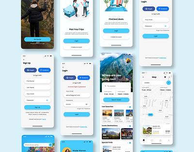 Travel Booking App UI Kit 🏕️ appconcept appinterface appprototype bookingapp cleanui dribbbleshots figmadesign minimaldesign mobileappdesign mobileui mobileux modernui travelapp travelui travelux uidesign uiux uxdesign uxresearch