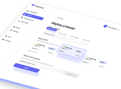 Cloud Console Web UI- Deep Cloud cloud cloudconsole cloudgpu cloudplatform cloudui cloudwebui website websitedesign websiteinspo