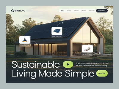 EcoHomes - Eco Friendly House Landing Page design eco friendly eco friendly home eco home environmental green energy house landing landing page nature solar electricity solar energy landing page solar energy website solar system sustainable ui ux web design website