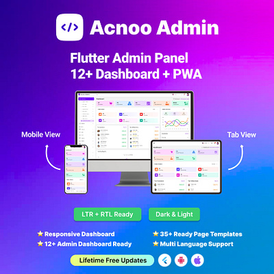 💥Acnoo Admin - Flutter Admin Panel Dashboard with PWA