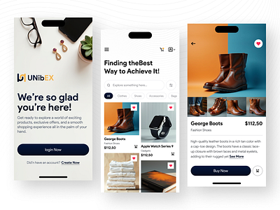 Unibex - E-Commerce ~ Mobile apps branding design graphic design illustration logo ui uidesign uiux ux uxdesign