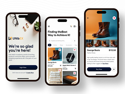 Unibex - E-Commerce ~ Mobile apps branding design graphic design illustration logo ui uidesign uiux ux uxdesign