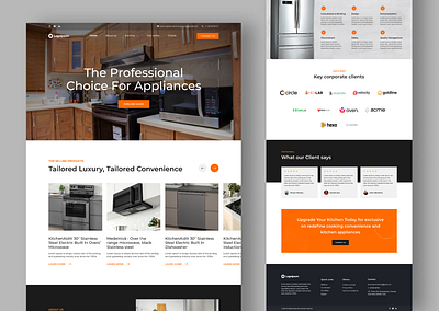 Website - Kitchen Appliances branding card design footer graphic design home appliances homepage kitchen website landing page logo motion graphics our service product design testimonial ui ui design ux design website