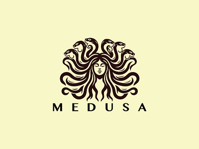 Medusa Logo curly waves finance girl face godness hair salon head marketing medusa medusa for sale multimedia mythology nails real estate skincare snake wellness woman