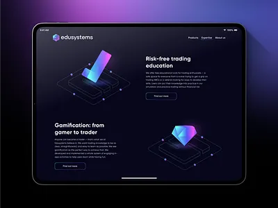 Website for crypto enthusiasts, Fintech | Edusystems 3d 3d design 3d illustration check crypto diamond finance fintech illustration interface interface design neon product product design ui uxui vector web web design