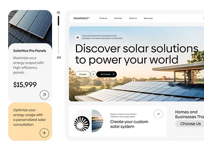 SolarVault - Power Your World Sustainably clean design energy graphic design landing page rounded floating solar ui ux