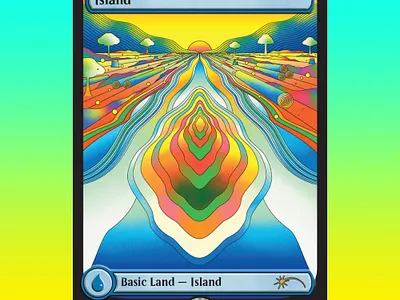 Strange Lands Island - MTG affinity designer art direction card card game color colour d and d dungeons and dragons fantasy game graphic illustration illustrator landscape magic the gathering mtg psychedelic retro surreal vector