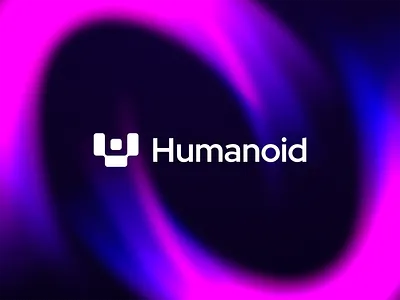 Humanoid – Logo Design ai block blue branding cyber design flat gradient human logo minimal minimalism minimalist pink punk robot saas square swirl