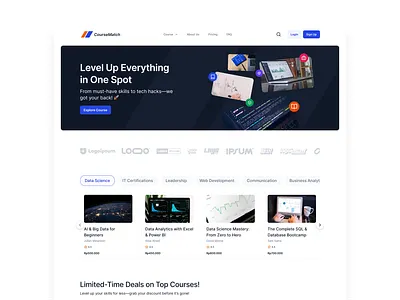 CourseMatch - Online Course Landingpage bootcamp course coursera design landingpage onlineclass onlinecourse simpleui tech udemy ui uidesign uiux uiuxdesign uiuxdesigner webdesign