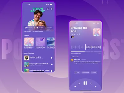 Podcast app app branding design graphic illustration typography ui ux web