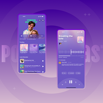 Podcast app app branding design graphic illustration typography ui ux web