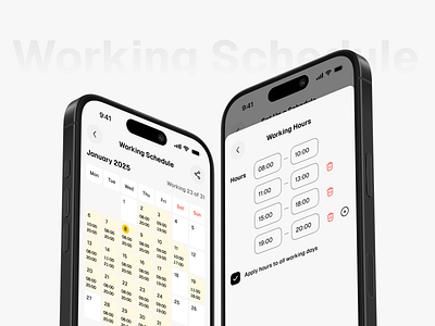 Fitness mobile app | Working schedule 2025 appointment calendar custom design hours mobile mobile app schedule time select ui working schedule