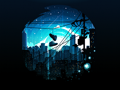 Urban Echo city city lights construction illustration landscape madewithsketch nature negative neon night power line prokopenko running shoes shoes sneakers urban urban legends wires