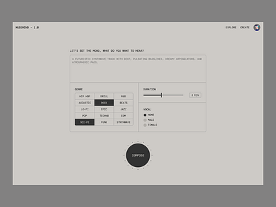 AI Music Generator ui ux