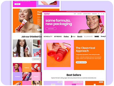 Shielded Beauty Landing Page beauty colorful cosmetics design landing page pink skincare ui ux web website design