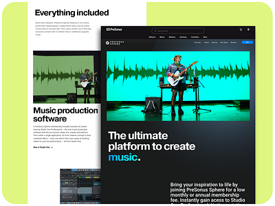 PreSonus Sphere Website Design artist branding design ecommerce entertainment fender fender music graphic design music presonus production responsive software ui ux web website