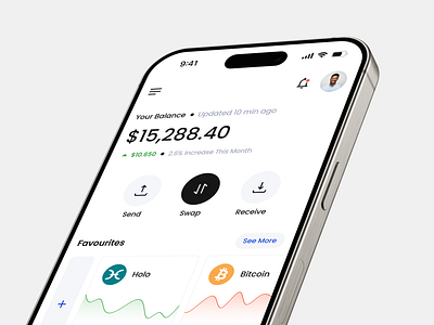 Crypto App app application chart clean coin crypto app ctypto design designer finance financial light mode minimal product product design ui ui design ui ux ux wallet