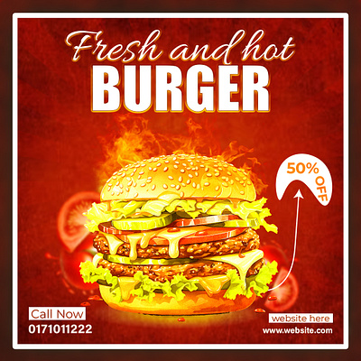 Fresh & Hot BURGER 50percentoff ahmedimamdesign bestburgersintown cheatdayeats dealoftheday eatandrepeat fingerlickinggood flavorsonpoint foodgoals foodpicoftheday foodstagram hungryformore nextleveltaste nomnomnom satisfyyourcravings specialoffer tastethebest tastyfood