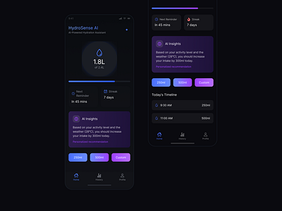 HydroSense AI – Smart Hydration Assistant app design illustration ui ux uxdesign