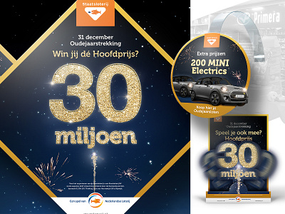 Staatsloterij - Campaign POS Look and Feel -rollout. bmw mini branding brompton road cars design gambling graphic design happy new year jackpot key visual loterij lottery lottery prices new year celebration oudejaarstrekking pos staatsloterij visual