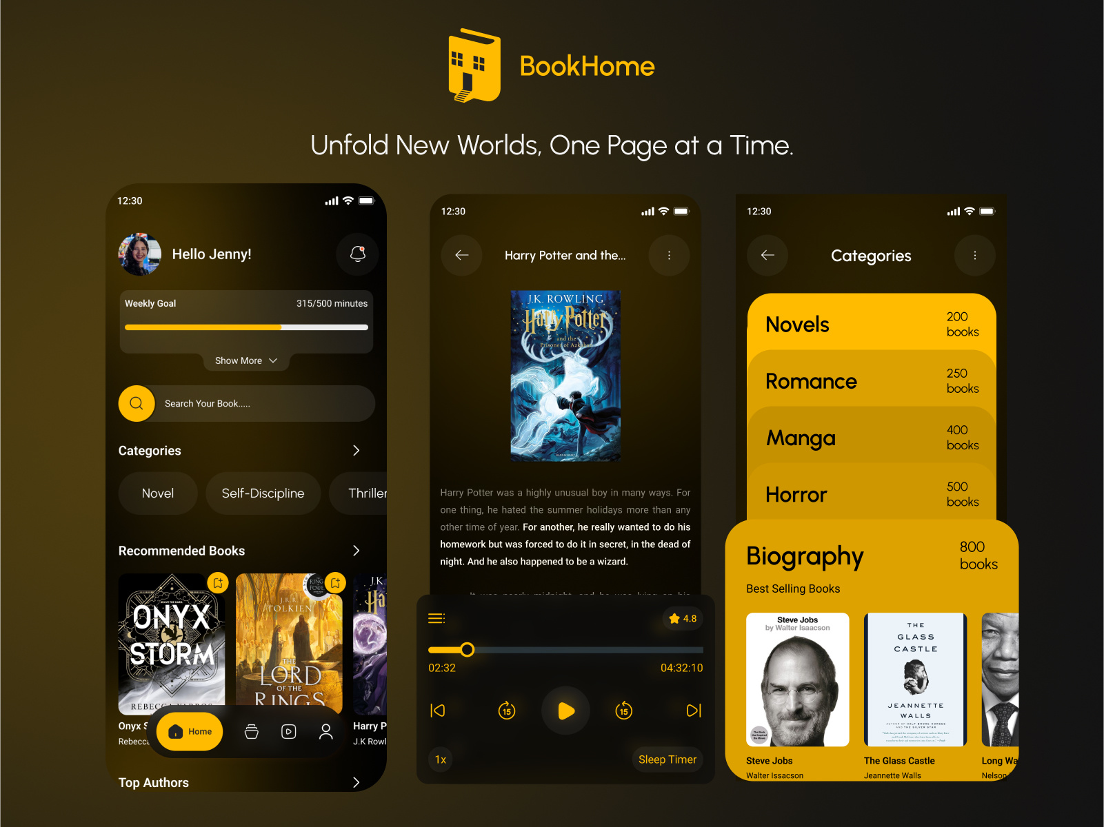 BookHome - E-Book App app design audiobook bmvsi book app book reading bookstore dribblers e book e library figma kindle online book reading online book store reading reading app uiux design