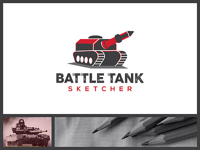 Main battle tank logo army tank art battle tank logo business emblem game icon illustration logo logo design military minimalist pencil power protection red tank tank logo toy tank vector