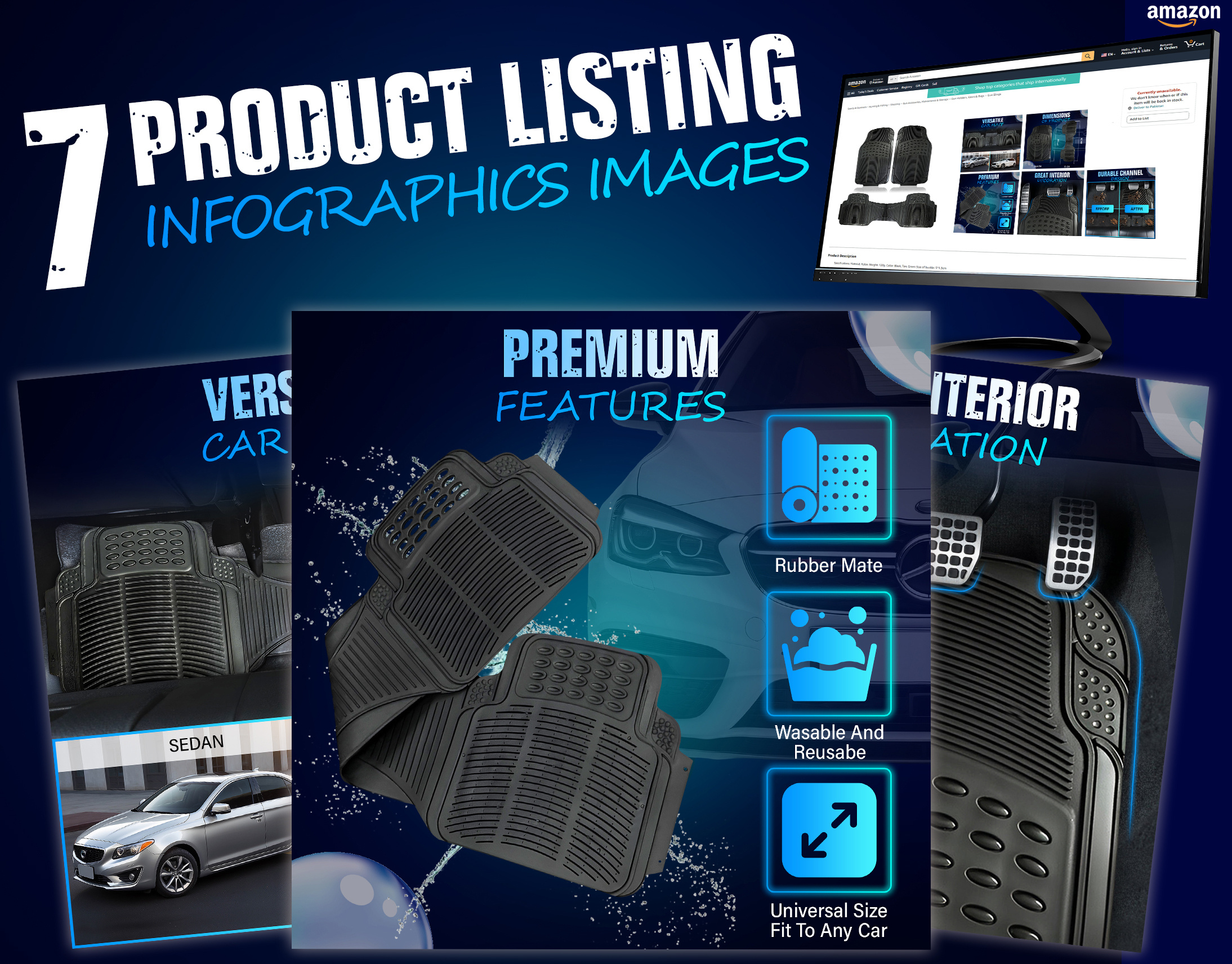 Car Mat a content amazon amazon listing ebc graphic design infographic listing listing images product design product listing
