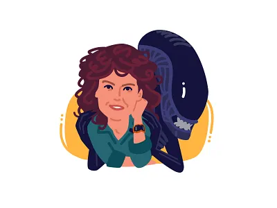 Sigourney Weaver (Alien) actress alien avatar character design face flat head illustration minimal movie portrait ridley scott ripley sci fi science fiction sigourney weaver2 space vector xenomorph