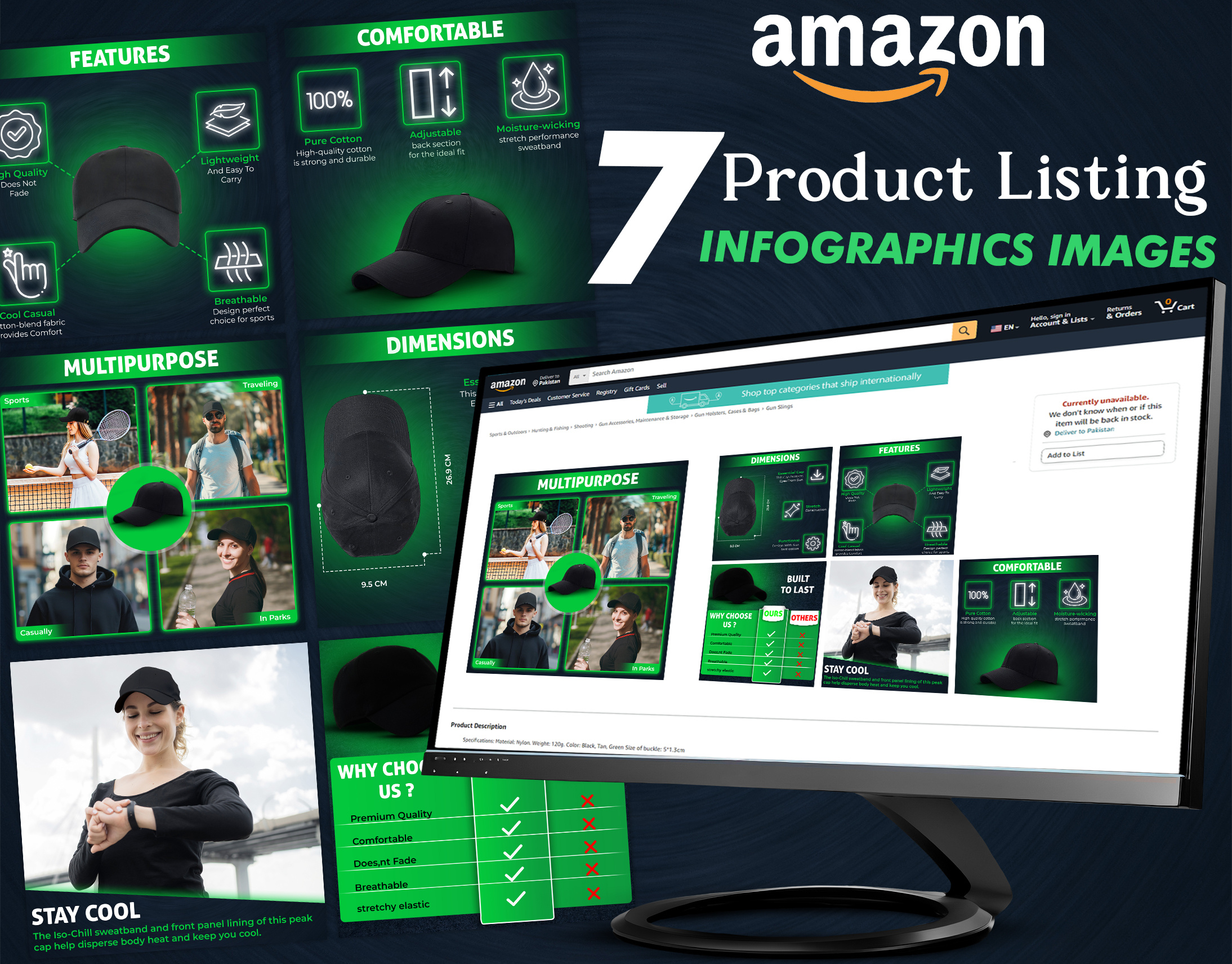 Base Ball Cap a content amazon amazon listing ebc graphic design infographic listing listing images product design product listing