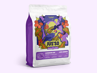 Jus'so Coffee (Packaging Label) coffee colombia color daniel villanueva illustration packaging vector