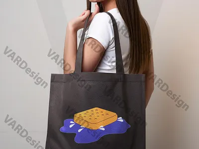 WATERPROOF MATTRESS OR SOS design illustration logo tote bags