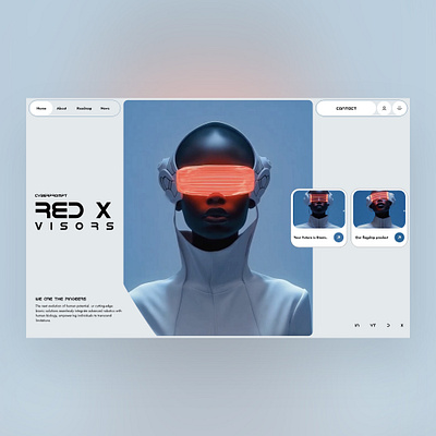 Red X Visors Web Ui Landing Shot ai branding cyber design glasses graphic design illustration photography ui ui design ux ux design vr web design