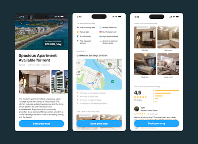 Explore & Book: App Design apartment app book design details mobile preview rent ui