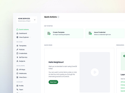 SaaS - Quick Actions Page brand identity clean dashboard saas ui ui design