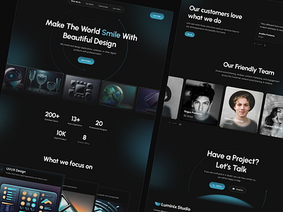 Luminix Studio Landing Page 2025 branding darkmode design homepage illustration landingpage modern portfolio responsive studio trend ui web3