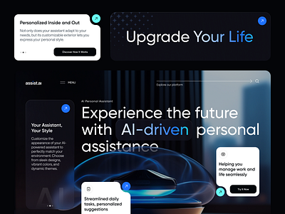 Assist.ai – Meet Your Smartest Sidekick ai assistant graphic design landing page machine learning smart ui