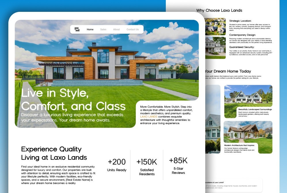 Real Estate Landing Page Design landing page landing page design landingpage landingpagedesing realestate realestate website ui ui ux uiux webdesign website