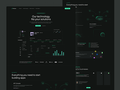 Platfrom for developers aesthetic ai app conversion dark dev landing page marketplace modern product saas tech ui ux web design website