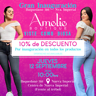 Amelie Boutique - Inauguración Sucursal affinity branding chica design diseño fashion girl graphic graphic design vector