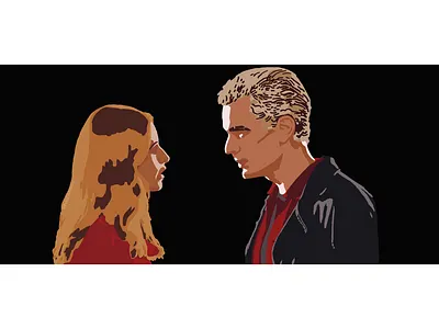 Buffy and Spike Portrait from Once More With Feeling episode buffy digital art digital illustration graphic design