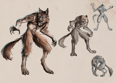 Creatures darkfantasy digitalsketch fantasycreatures horrorart lycanthropy monsterdesign moonlithorror