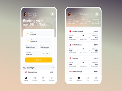 Booking App app app design design fly ticket ui ux