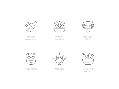 Aloe vera icons aloe design designer graphic icon icondesign iconography inspiration iu line logo outline set symbol ux vector vera web