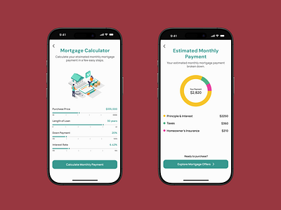 Mobile Mortgage Calculator UI app design mobile mobile design mortgage calculator ui